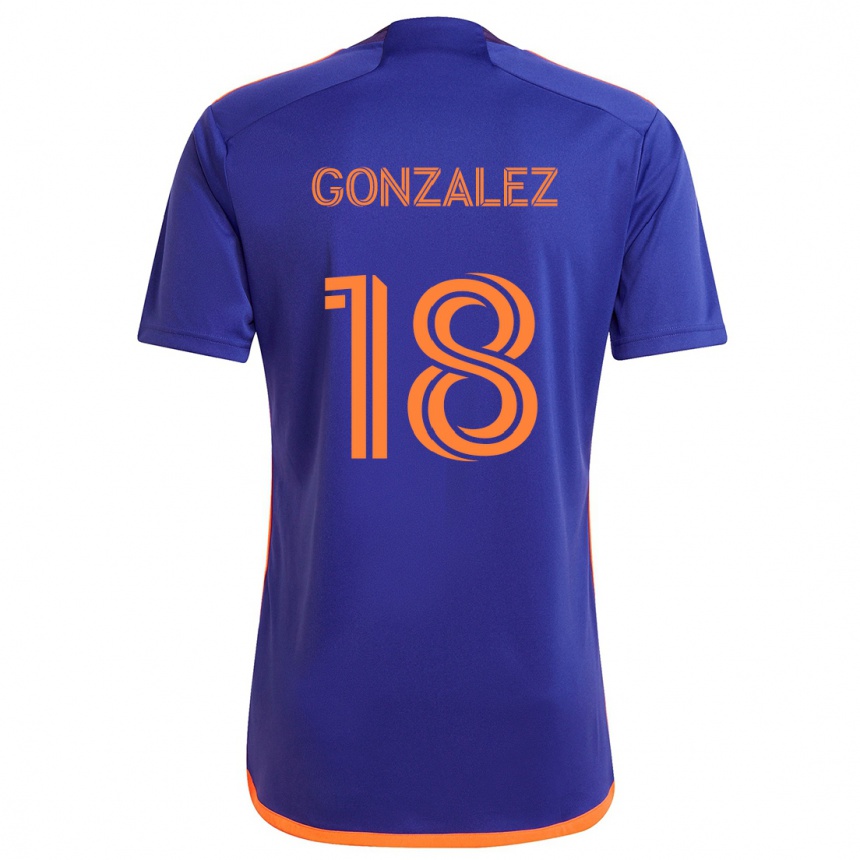 Kids Football Diego Gonzalez #18 Purple Orange Away Jersey 2024/25 T-Shirt