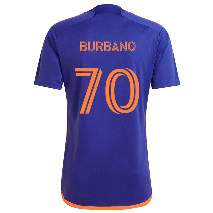 Kids Football Jordy Burbano #70 Purple Orange Away Jersey 2024/25 T-Shirt