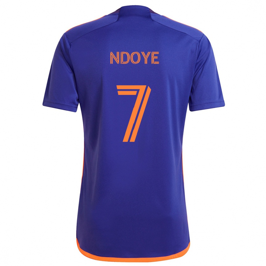 Kids Football Papa Ndoye #7 Purple Orange Away Jersey 2024/25 T-Shirt