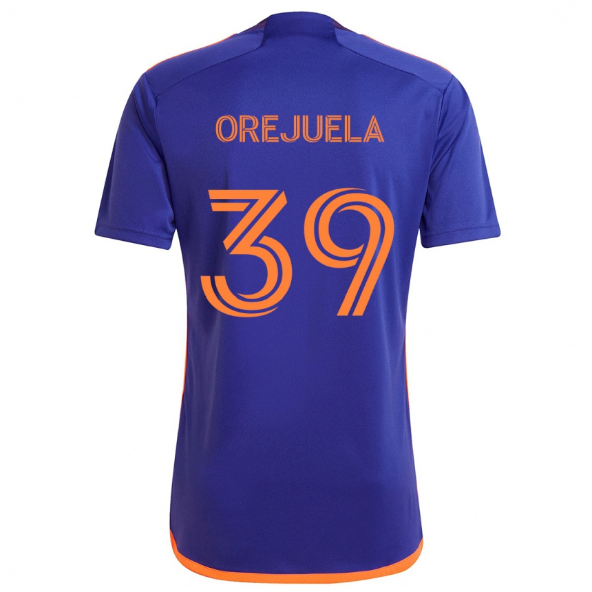 Kids Football Jesus Orejuela #39 Purple Orange Away Jersey 2024/25 T-Shirt