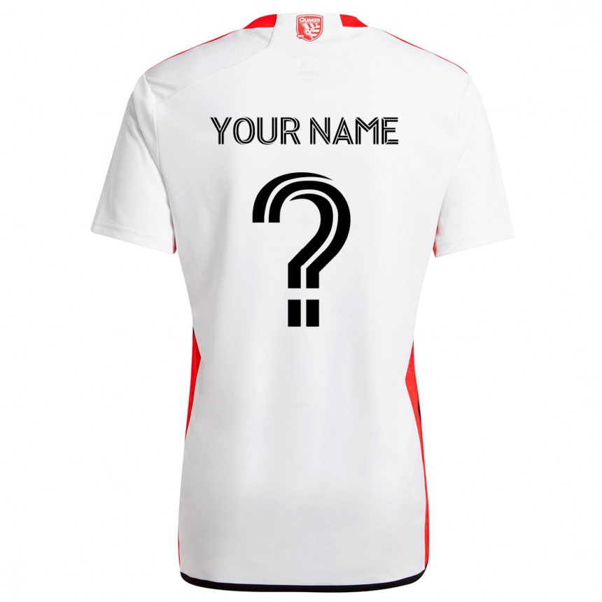 Kids Football Your Name #0 White Red Away Jersey 2024/25 T-Shirt