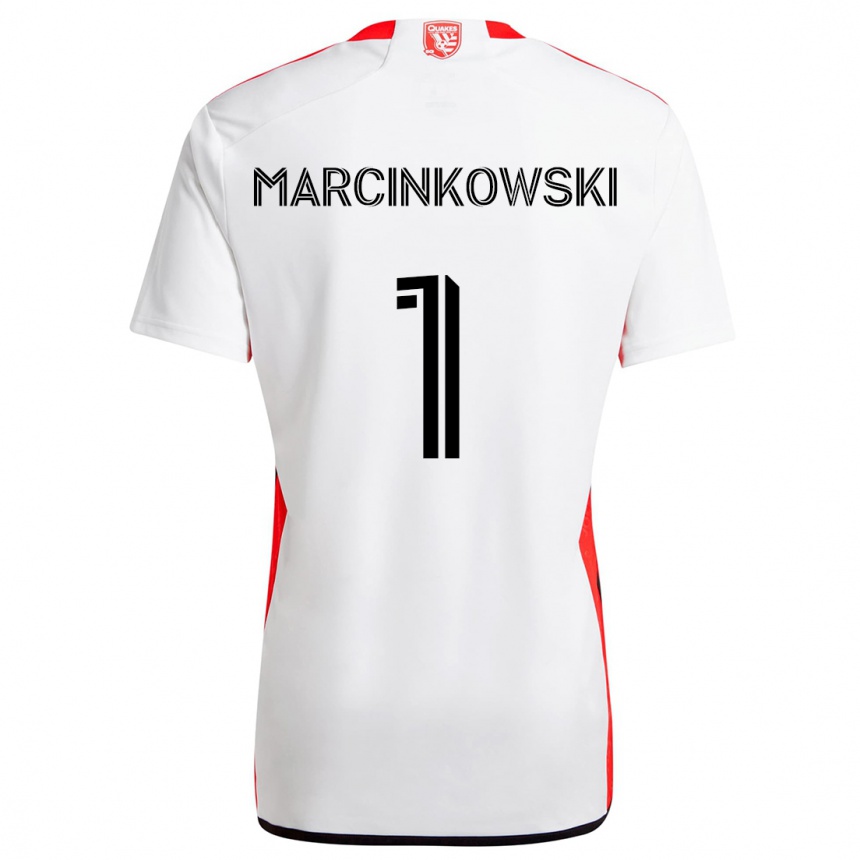 Kids Football Jt Marcinkowski #1 White Red Away Jersey 2024/25 T-Shirt