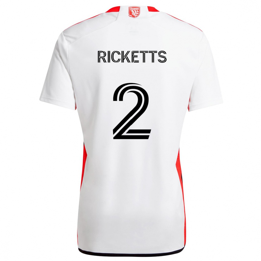 Kids Football Jamar Ricketts #2 White Red Away Jersey 2024/25 T-Shirt