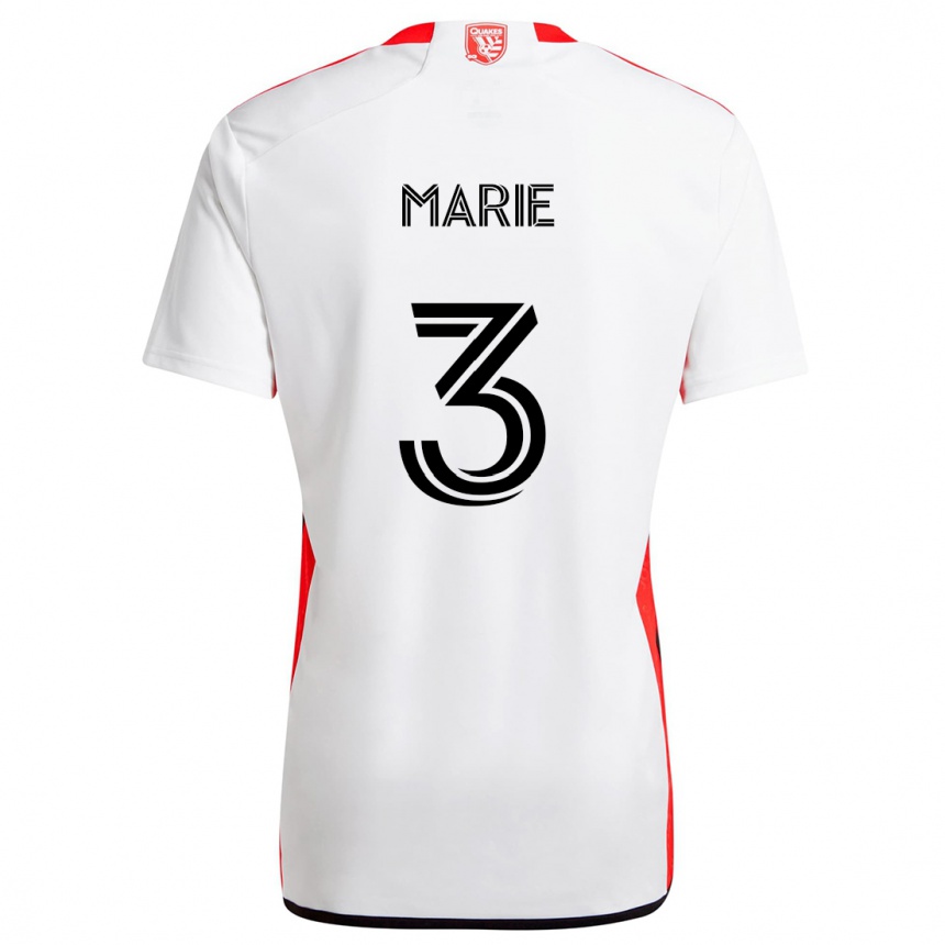 Kids Football Paul Marie #3 White Red Away Jersey 2024/25 T-Shirt