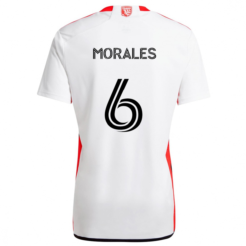 Kids Football Alfredo Morales #6 White Red Away Jersey 2024/25 T-Shirt