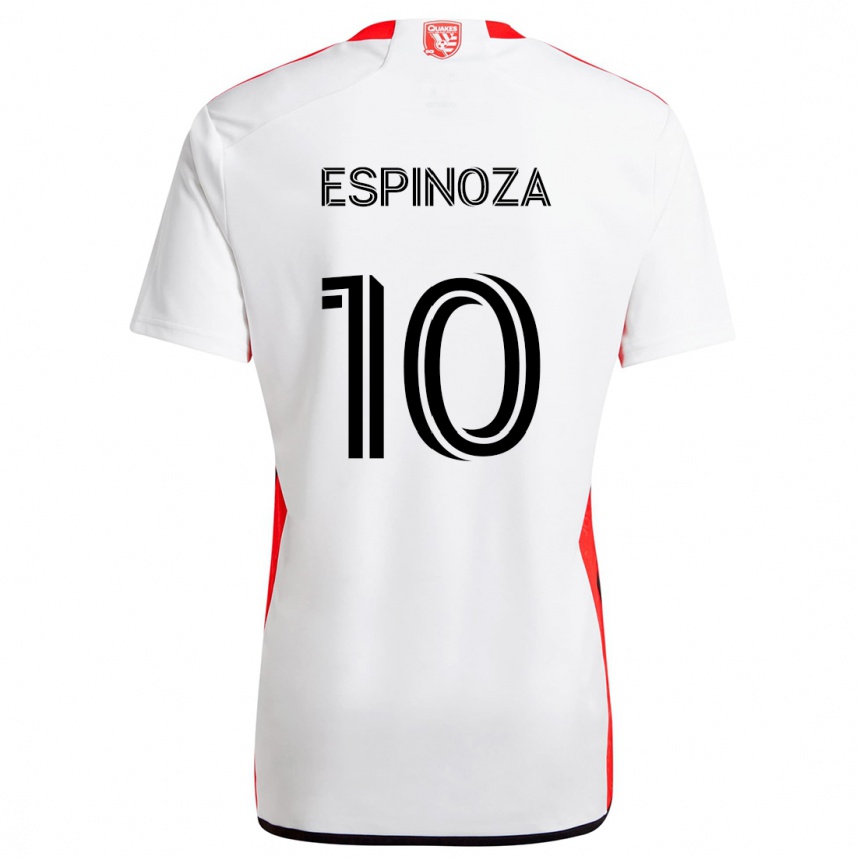 Kids Football Cristian Espinoza #10 White Red Away Jersey 2024/25 T-Shirt