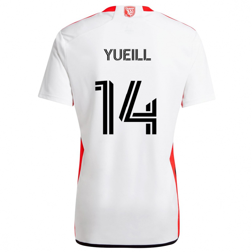 Kids Football Jackson Yueill #14 White Red Away Jersey 2024/25 T-Shirt