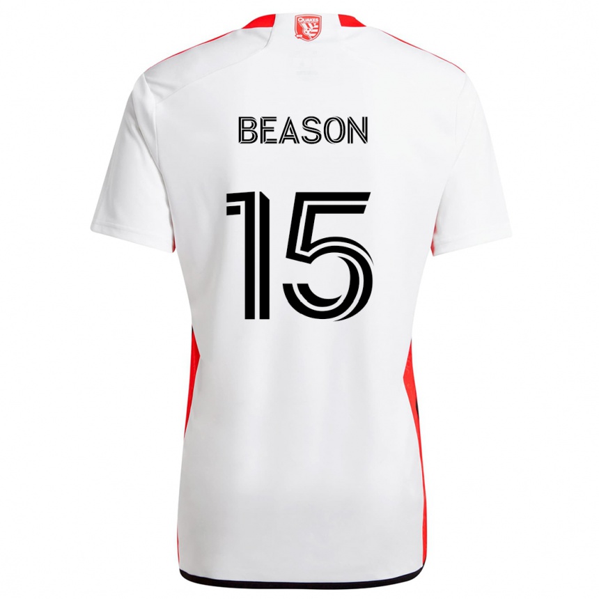 Kids Football Tanner Beason #15 White Red Away Jersey 2024/25 T-Shirt