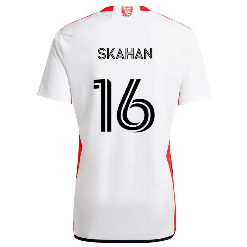 Kids Football Jack Skahan #16 White Red Away Jersey 2024/25 T-Shirt