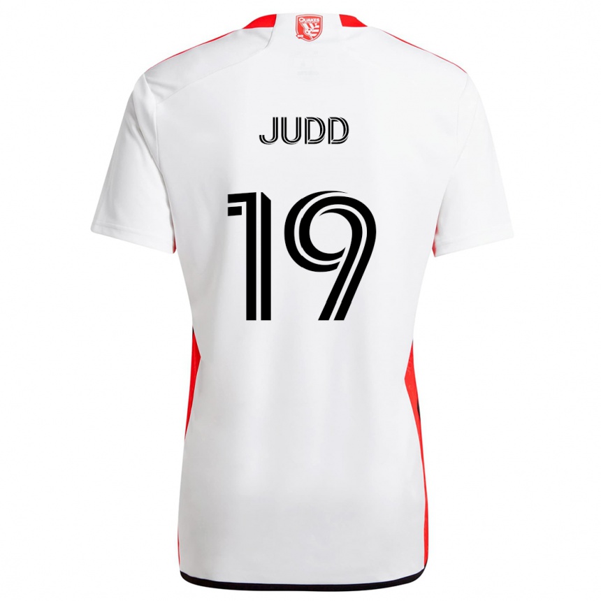 Kids Football Preston Judd #19 White Red Away Jersey 2024/25 T-Shirt