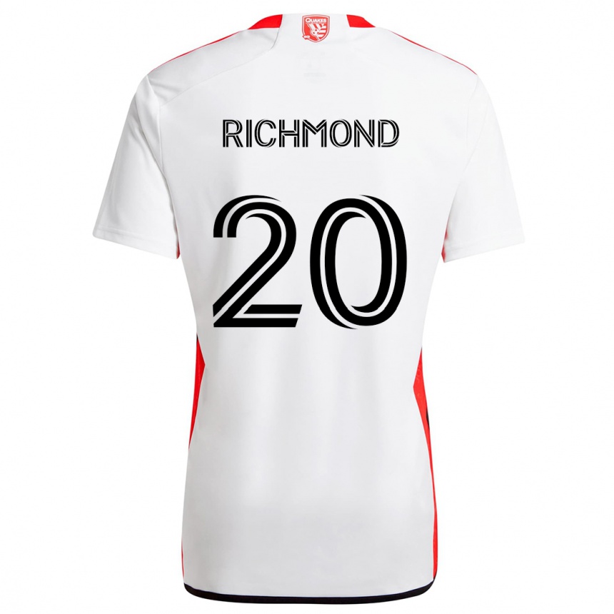 Kids Football Will Richmond #20 White Red Away Jersey 2024/25 T-Shirt