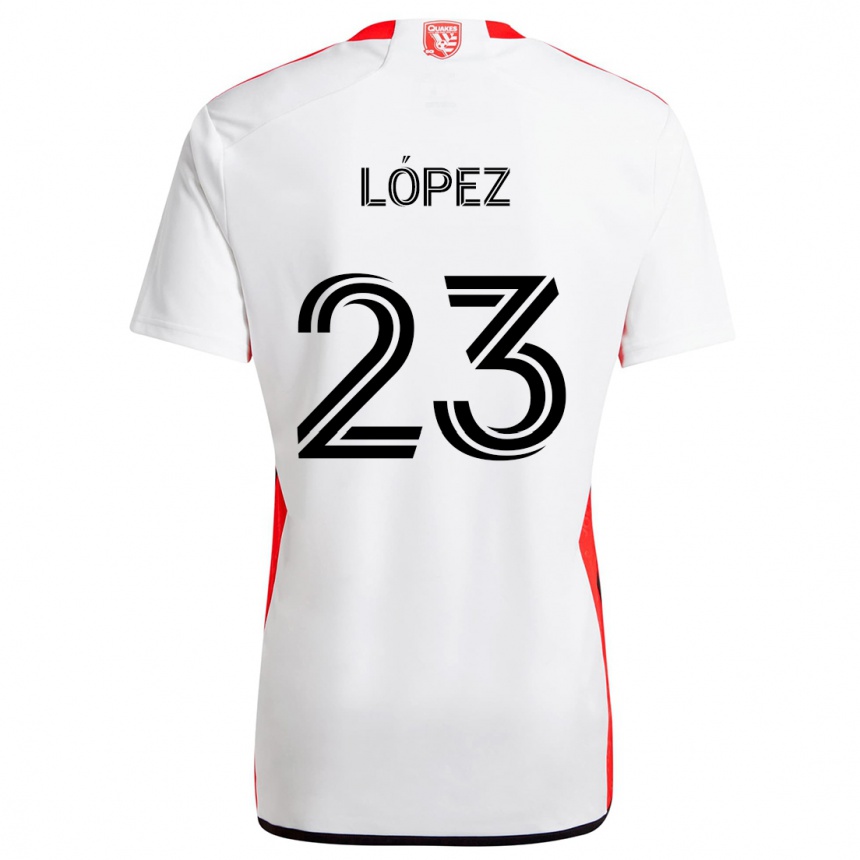 Kids Football Hernán López #23 White Red Away Jersey 2024/25 T-Shirt