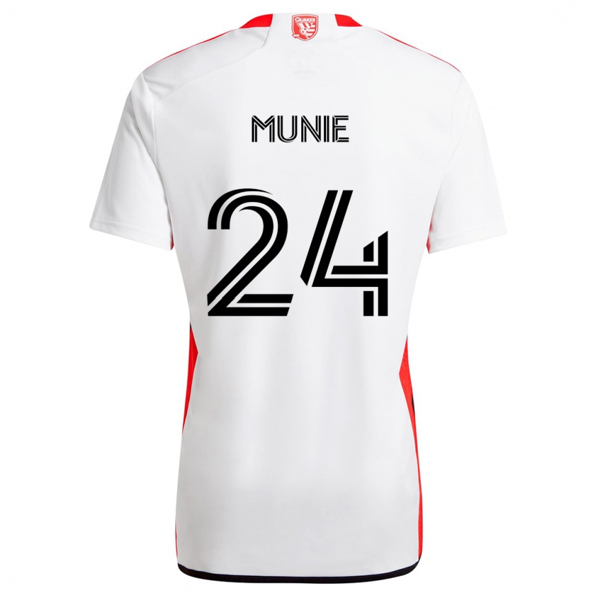 Kids Football Daniel Munie #24 White Red Away Jersey 2024/25 T-Shirt