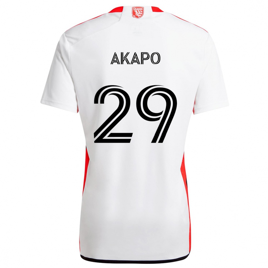 Kids Football Carlos Akapo #29 White Red Away Jersey 2024/25 T-Shirt