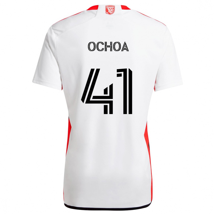 Kids Football Emmanuel Ochoa #41 White Red Away Jersey 2024/25 T-Shirt