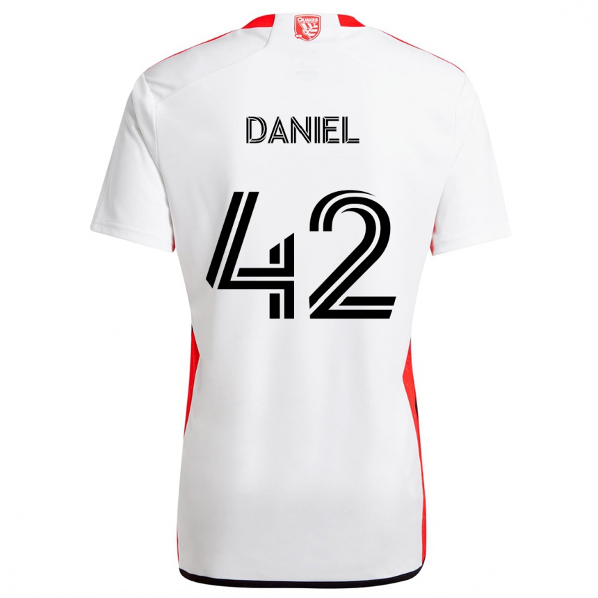 Kids Football Daniel #42 White Red Away Jersey 2024/25 T-Shirt