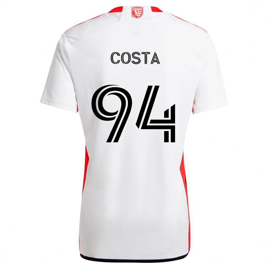 Kids Football Vítor Costa #94 White Red Away Jersey 2024/25 T-Shirt