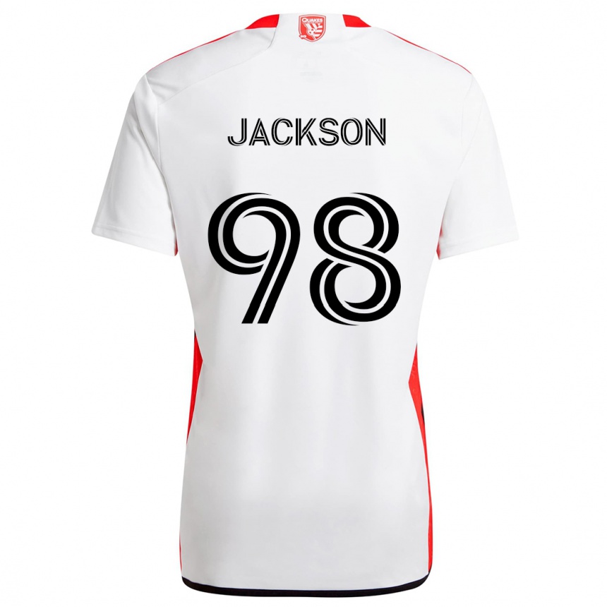 Kids Football Jacob Jackson #98 White Red Away Jersey 2024/25 T-Shirt