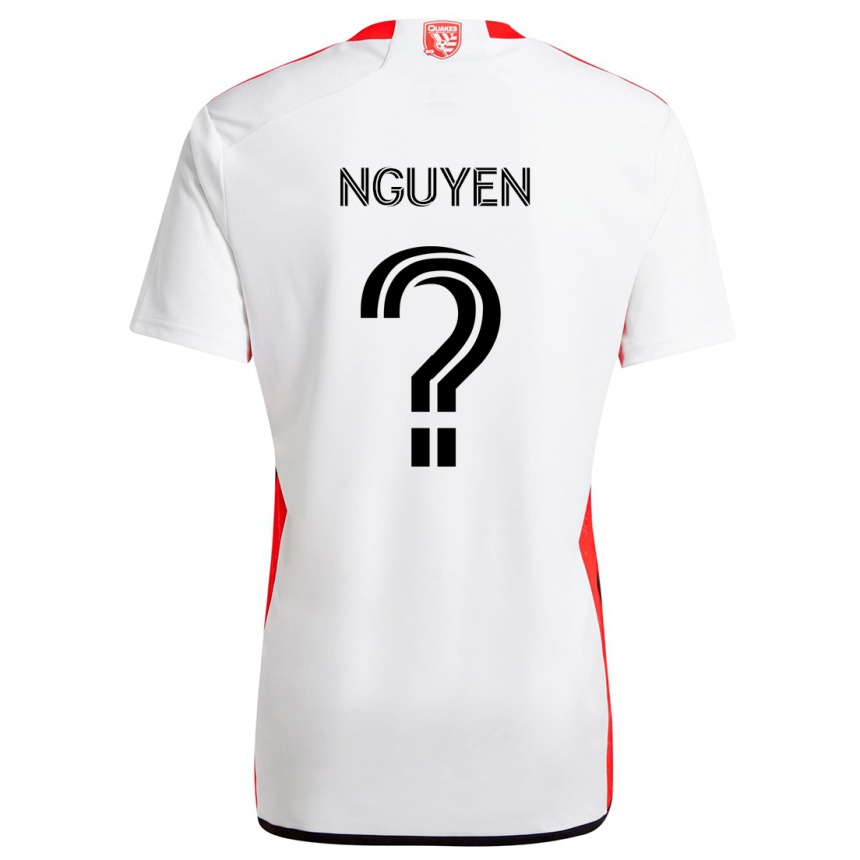 Kids Football Christopher Nguyen #0 White Red Away Jersey 2024/25 T-Shirt