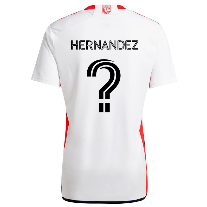 Kids Football Oliver Hernandez #0 White Red Away Jersey 2024/25 T-Shirt