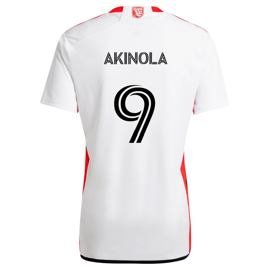 Kids Football Ayo Akinola #9 White Red Away Jersey 2024/25 T-Shirt