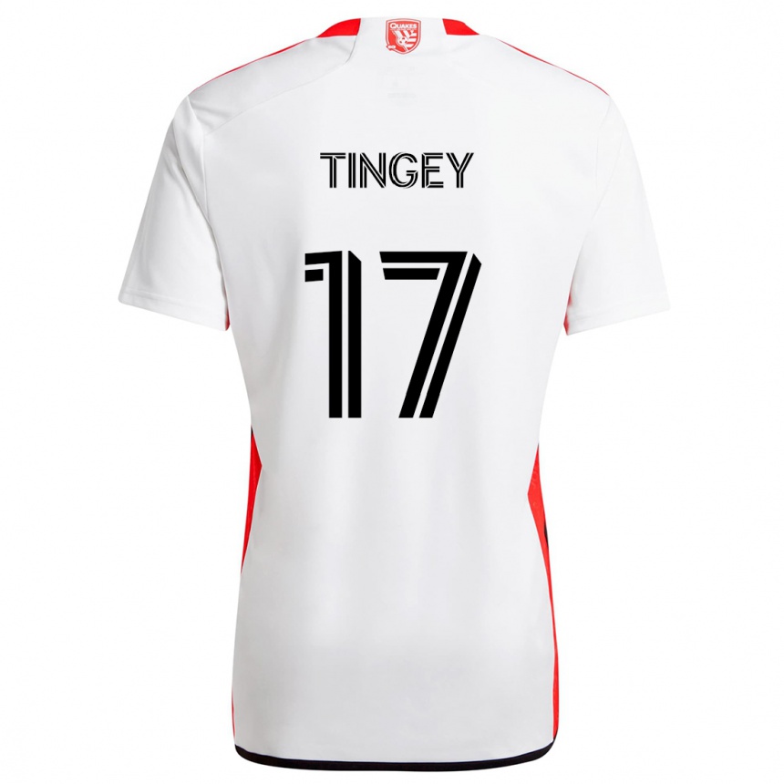 Kids Football Keegan Tingey #17 White Red Away Jersey 2024/25 T-Shirt