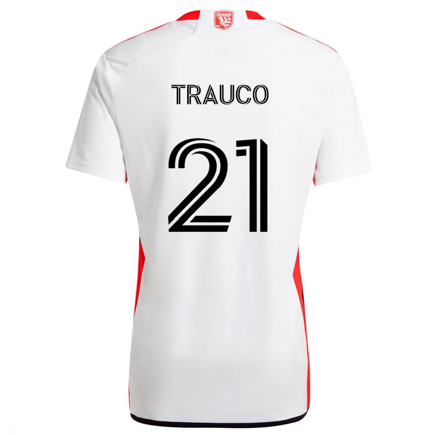 Kids Football Miguel Trauco #21 White Red Away Jersey 2024/25 T-Shirt