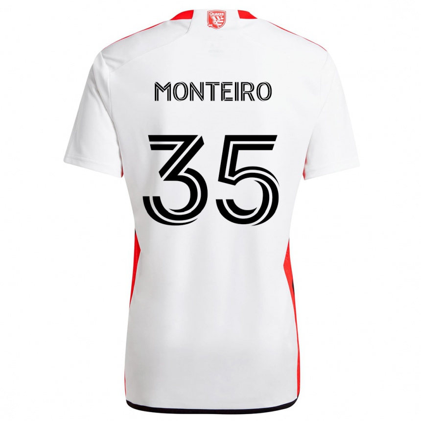 Kids Football Jamiro Monteiro #35 White Red Away Jersey 2024/25 T-Shirt