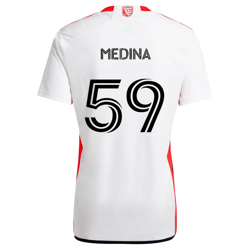 Kids Football Cruz Medina #59 White Red Away Jersey 2024/25 T-Shirt