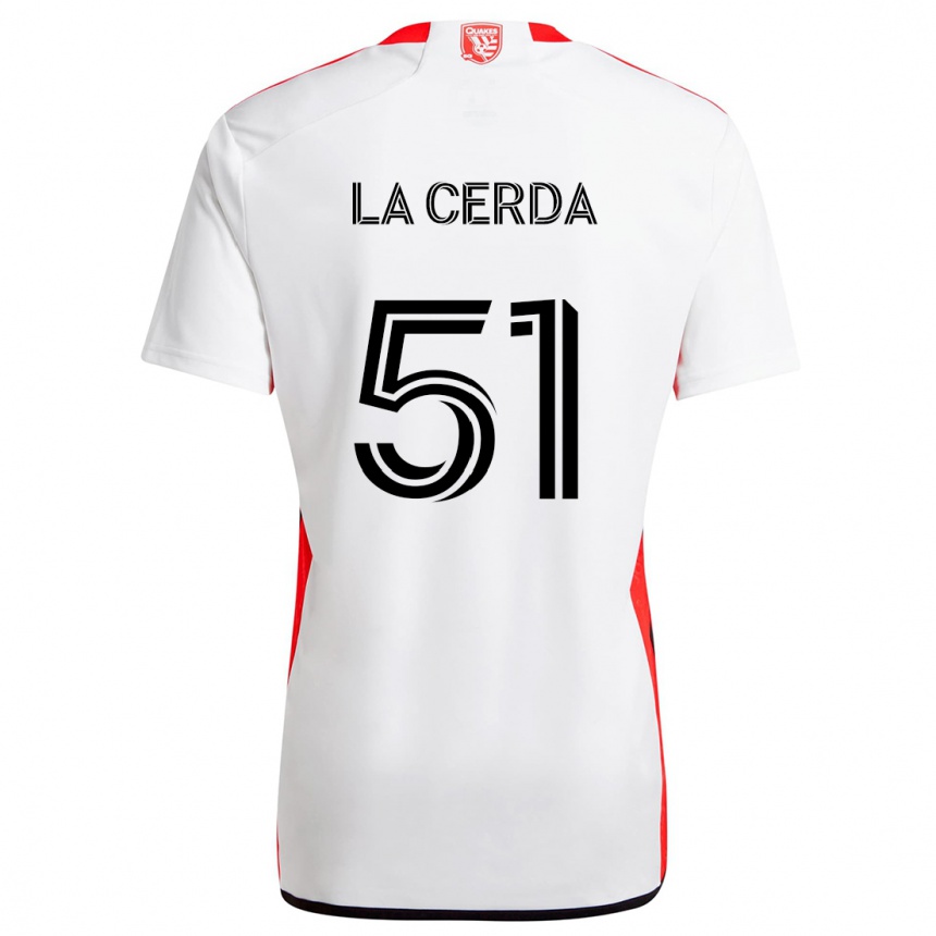 Kids Football Eric De La Cerda #51 White Red Away Jersey 2024/25 T-Shirt