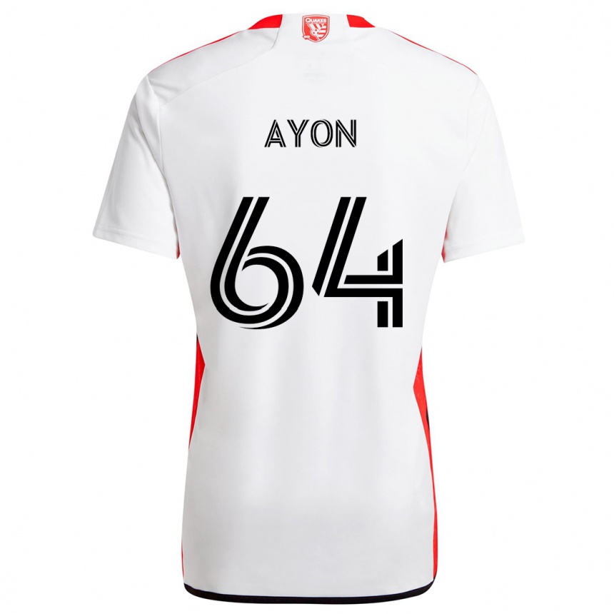 Kids Football Jerry Ayon #64 White Red Away Jersey 2024/25 T-Shirt