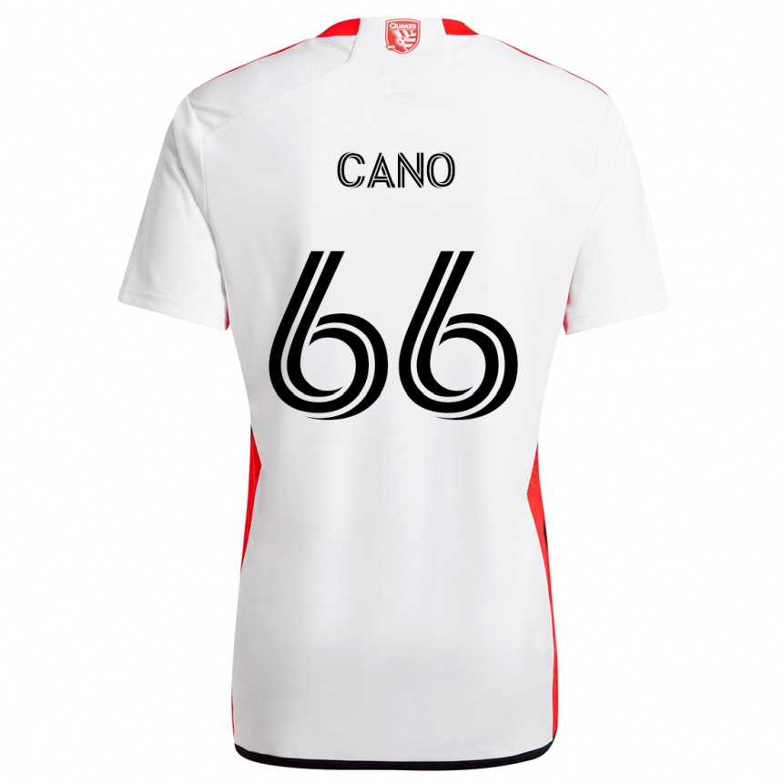 Kids Football Alejandro Cano #66 White Red Away Jersey 2024/25 T-Shirt