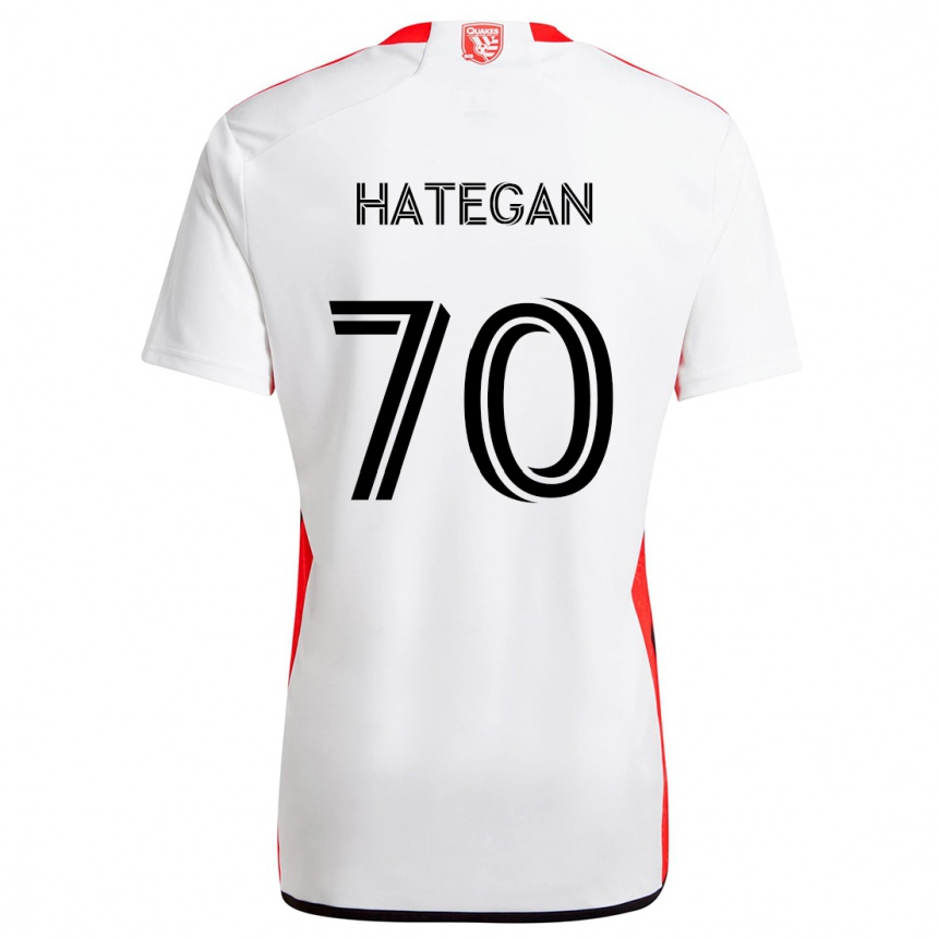 Kids Football Roberto Hategan #70 White Red Away Jersey 2024/25 T-Shirt