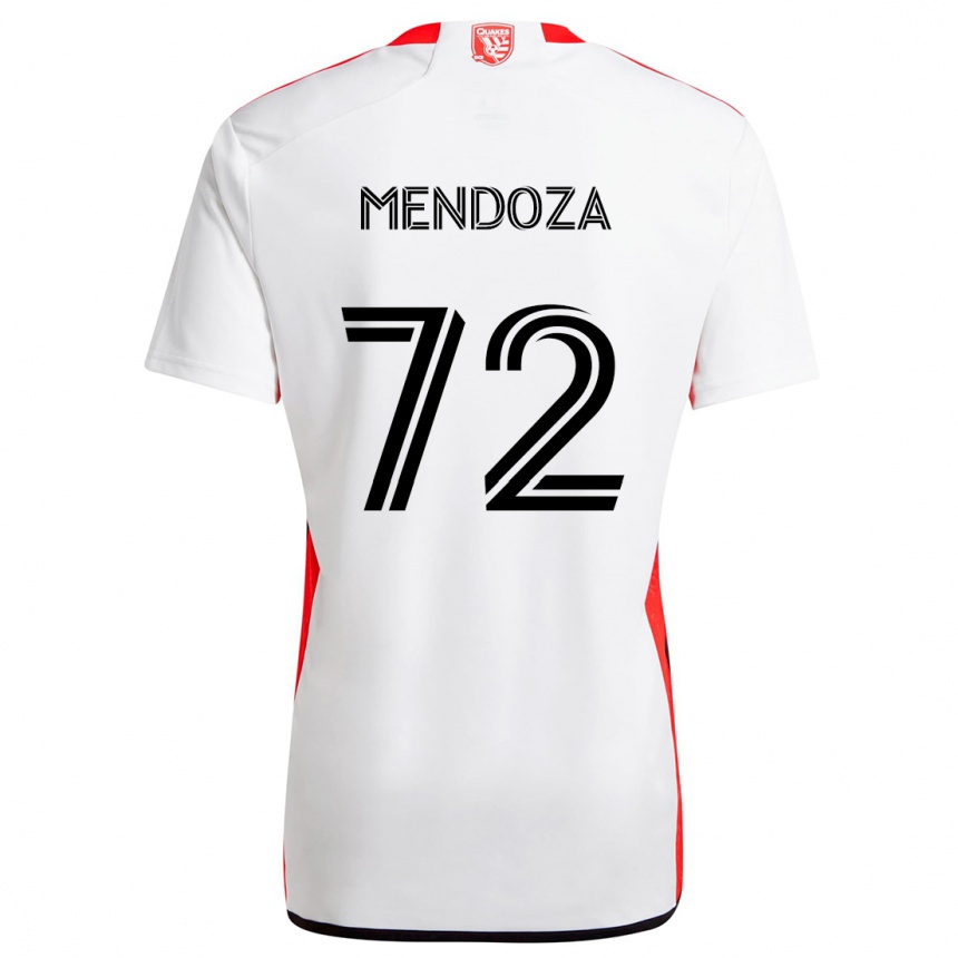 Kids Football Edwyn Mendoza #72 White Red Away Jersey 2024/25 T-Shirt