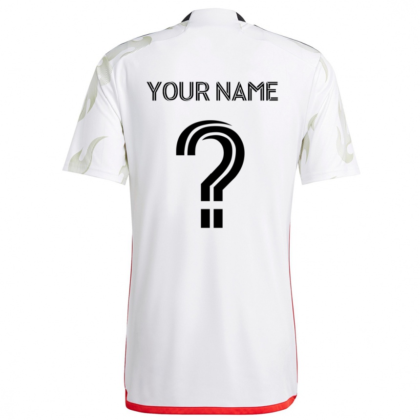 Kids Football Your Name #0 White Red Black Away Jersey 2024/25 T-Shirt