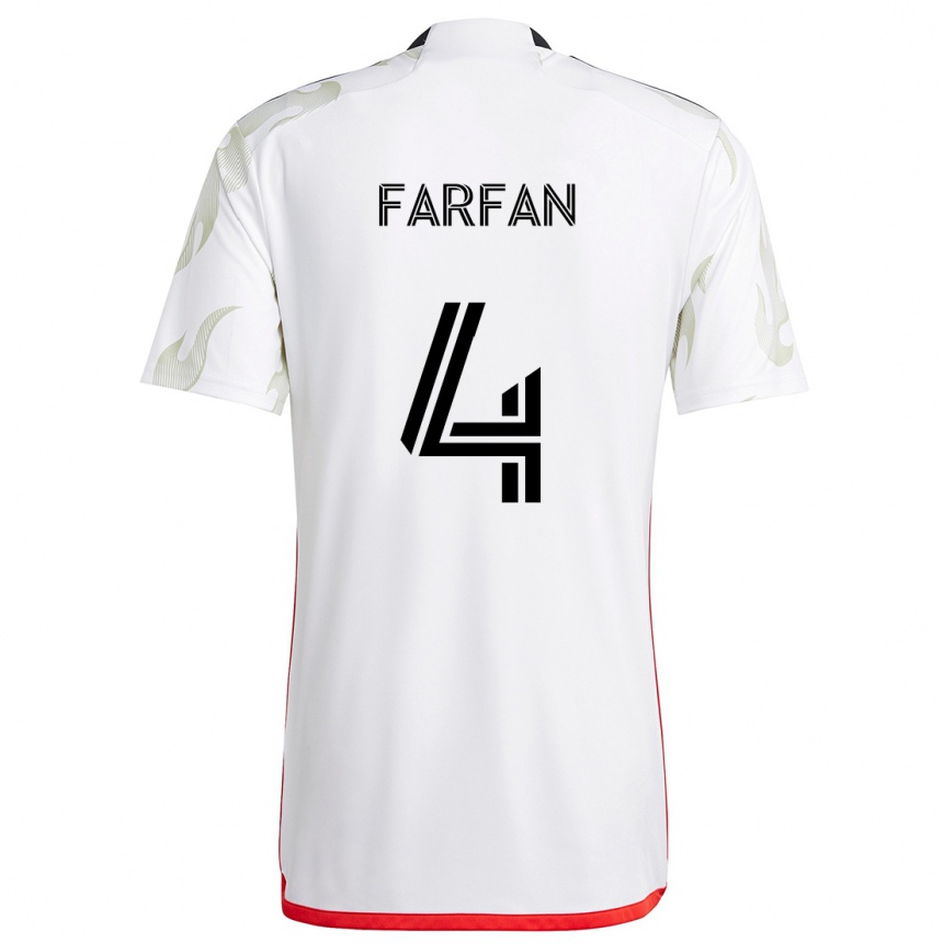 Kids Football Marco Farfán #4 White Red Black Away Jersey 2024/25 T-Shirt