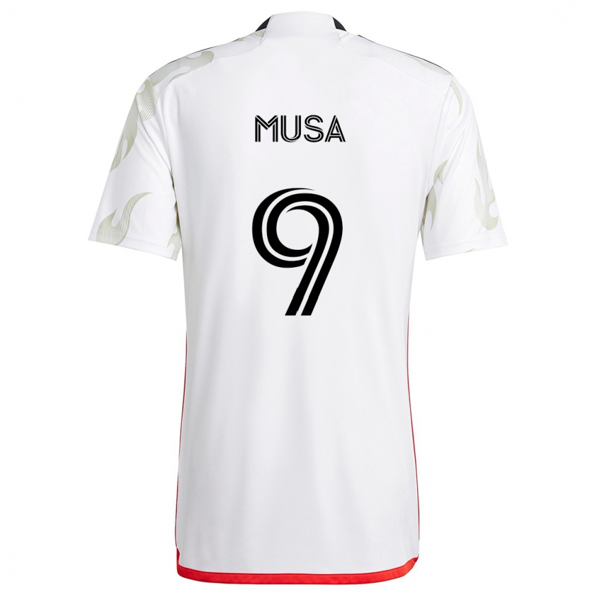 Kids Football Petar Musa #9 White Red Black Away Jersey 2024/25 T-Shirt