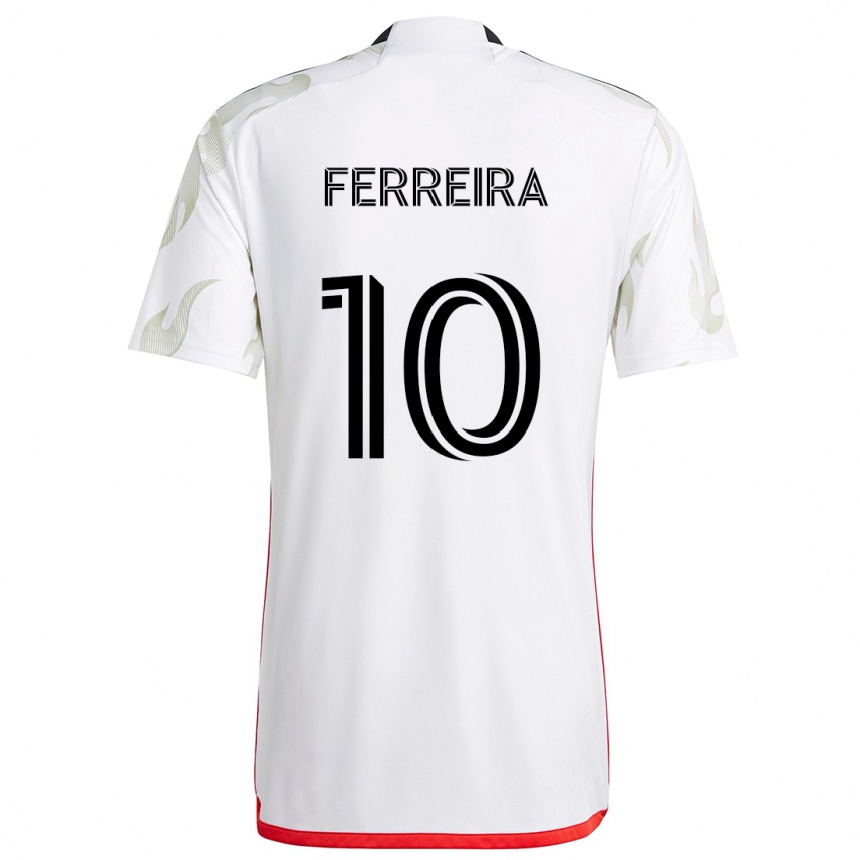 Kids Football Jesús Ferreira #10 White Red Black Away Jersey 2024/25 T-Shirt