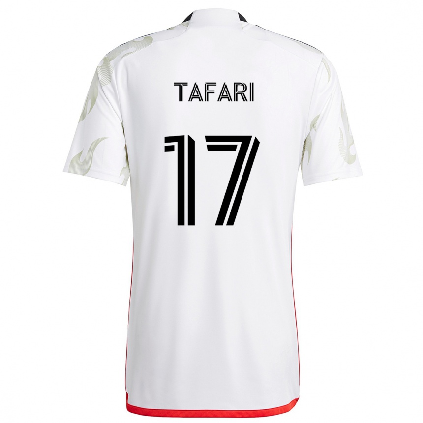 Kids Football Nkosi Tafari #17 White Red Black Away Jersey 2024/25 T-Shirt