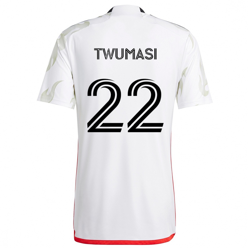 Kids Football Ema Twumasi #22 White Red Black Away Jersey 2024/25 T-Shirt