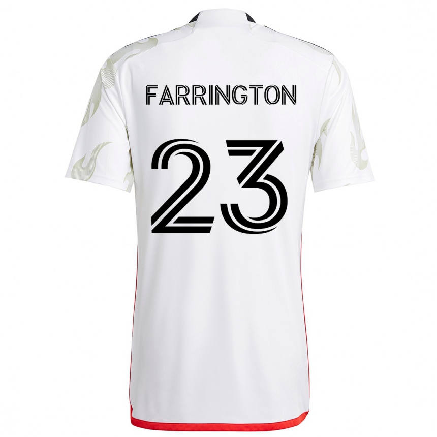 Kids Football Logan Farrington #23 White Red Black Away Jersey 2024/25 T-Shirt