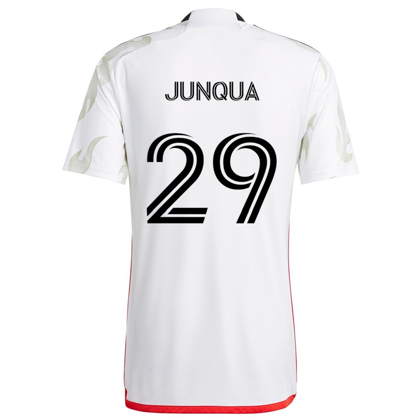 Kids Football Sam Junqua #29 White Red Black Away Jersey 2024/25 T-Shirt