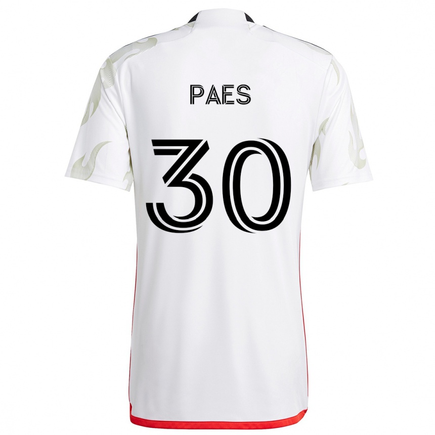 Kids Football Maarten Paes #30 White Red Black Away Jersey 2024/25 T-Shirt