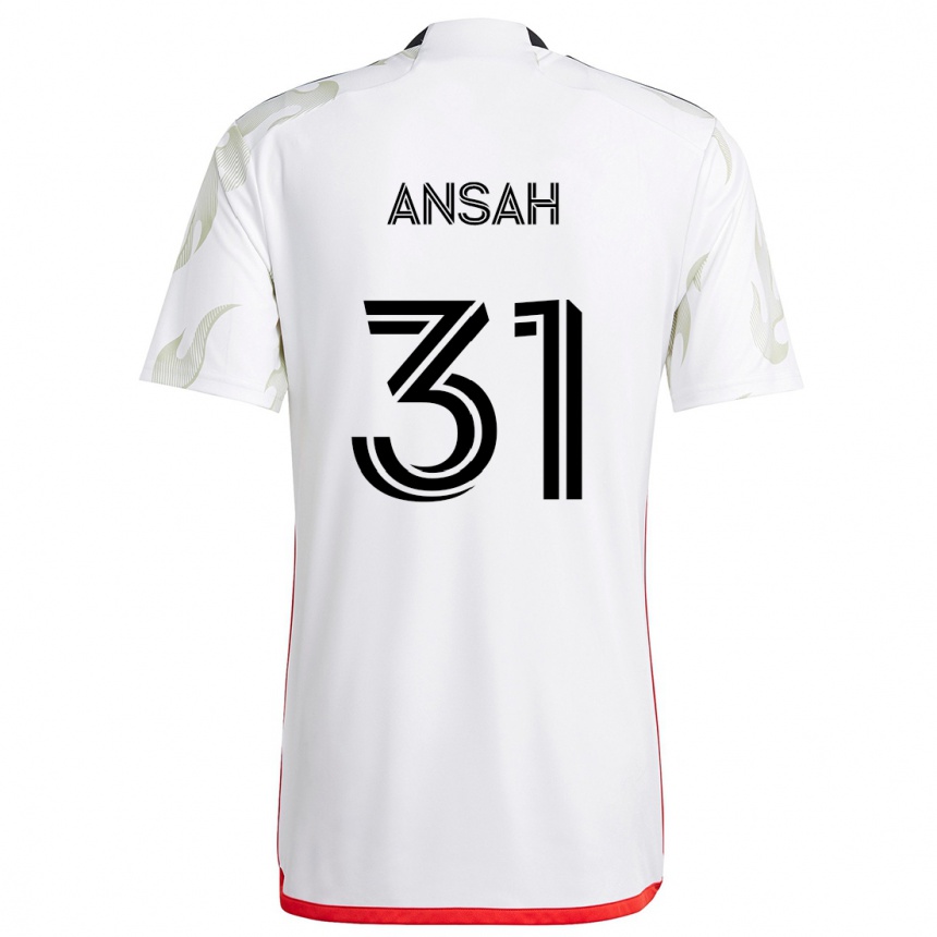 Kids Football Eugene Ansah #31 White Red Black Away Jersey 2024/25 T-Shirt