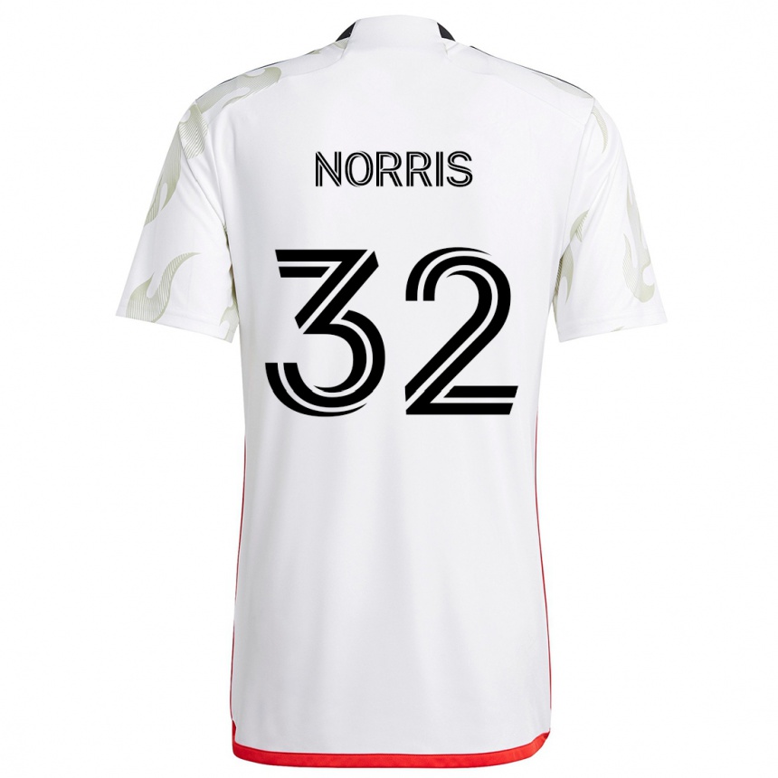 Kids Football Nolan Norris #32 White Red Black Away Jersey 2024/25 T-Shirt