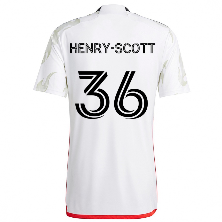 Kids Football Malik Henry-Scott #36 White Red Black Away Jersey 2024/25 T-Shirt