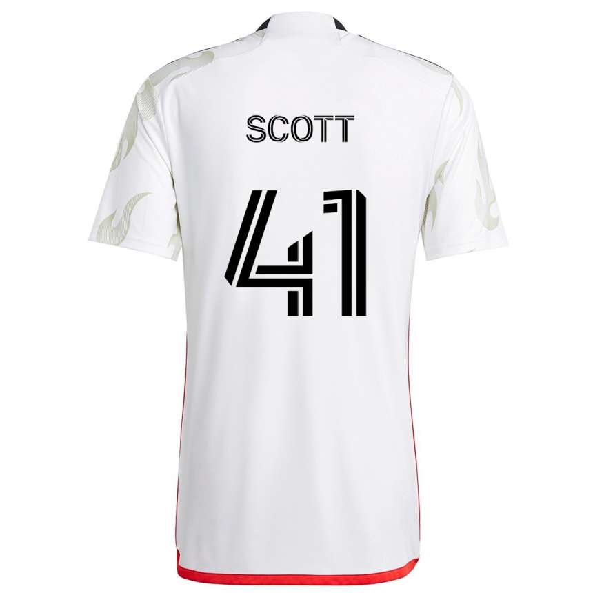 Kids Football Tarik Scott #41 White Red Black Away Jersey 2024/25 T-Shirt