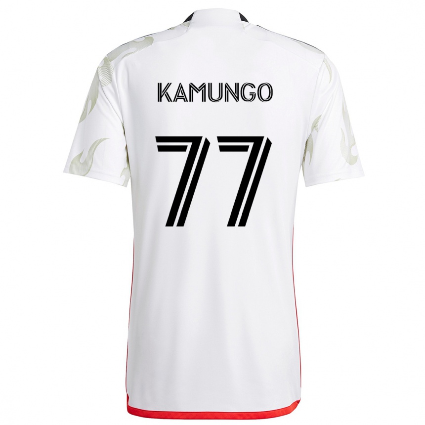 Kids Football Bernard Kamungo #77 White Red Black Away Jersey 2024/25 T-Shirt