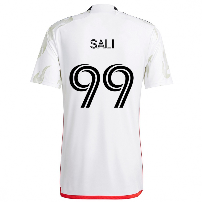 Kids Football Enes Sali #99 White Red Black Away Jersey 2024/25 T-Shirt