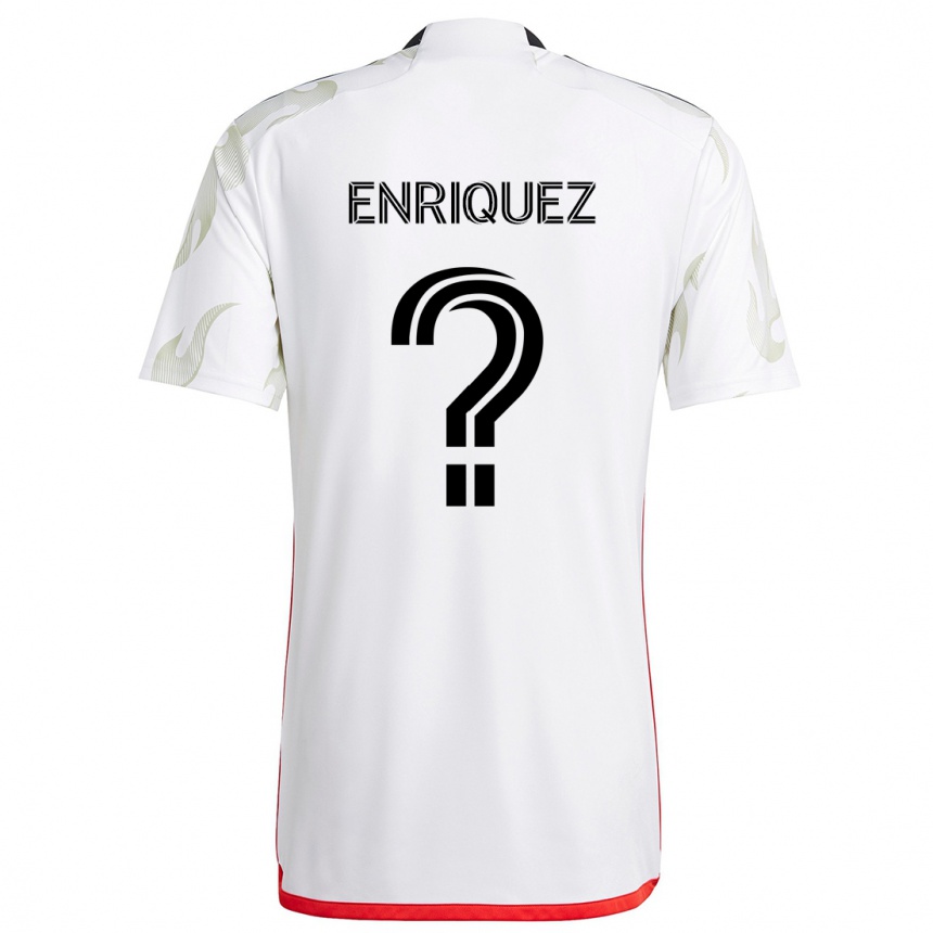 Kids Football Fabian Enriquez #0 White Red Black Away Jersey 2024/25 T-Shirt